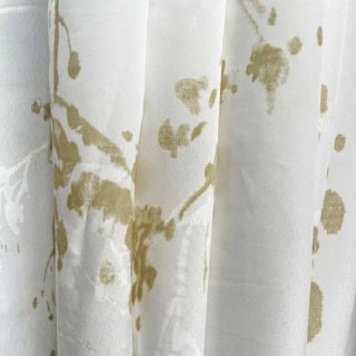 Painted Veil Abstract Watercolour Ivory White and Gold Floral Sheer Curtains 2