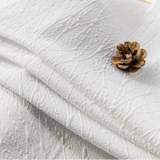 Autumn Days Crinkle Crushed Ivory White Leaf Patterned Heavy Sheer Curtain 4