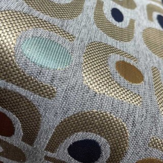 Circle Vibe Mid Century Modern Multicolour Gray Geometric Chenille Blackout Curtain 6