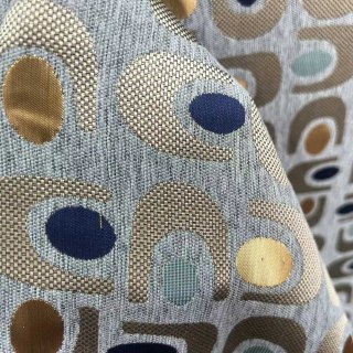 Circle Vibe Mid Century Modern Multicolour Gray Geometric Chenille Blackout Curtain 2