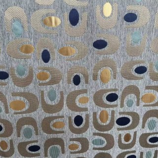Circle Vibe Mid Century Modern Multicolour Gray Geometric Chenille Blackout Curtain 4