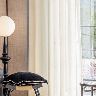 French Chic Beige Cream Heavy Sheer Curtain 3