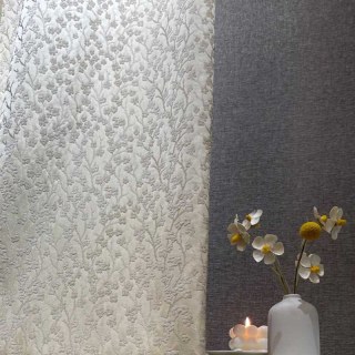 Cherry Blossoms Cream Floral Chenille Blackout Curtain 4