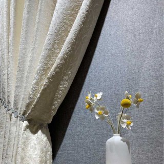 Cherry Blossoms Cream Floral Chenille Blackout Curtain 2