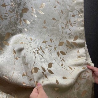 Golden Grove Luxury Jacquard Silky Cream Gold Curtain 4
