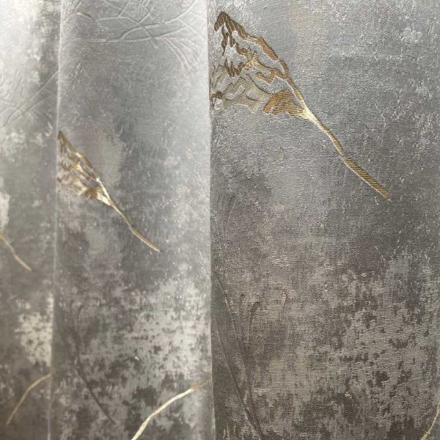 Lunar Gold Luxury Jacquard Abstract Gray Floral Curtain 1