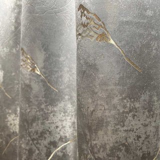 Lunar Gold Luxury Jacquard Abstract Gray Floral Curtain