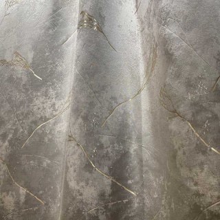 Lunar Gold Luxury Jacquard Abstract Gray Floral Curtain 2