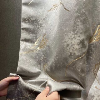 Lunar Gold Luxury Jacquard Abstract Gray Floral Curtain 6