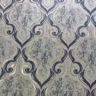 Baroque Mist Blue and Gold Damask Curtains 3