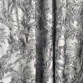 Jungle Jive Leopard and Parrot Silver and Black Blackout Curtains 2