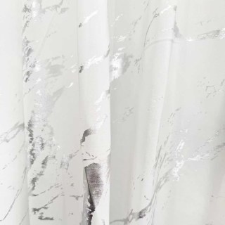 Lunar Marble Abstract White and Silver Sheer Curtains 4