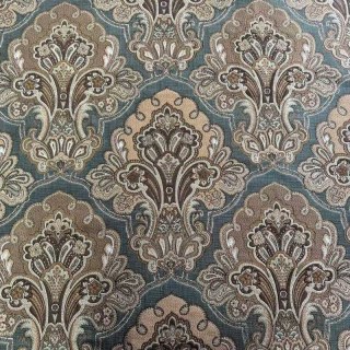 Regal Elegance Blue and Brown Damask Curtains 2