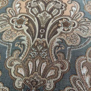 Regal Elegance Blue and Brown Damask Curtains 3