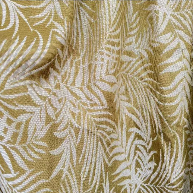 Tropical Breeze Jacquard Olive Green Linen Style Sheer Curtain 1