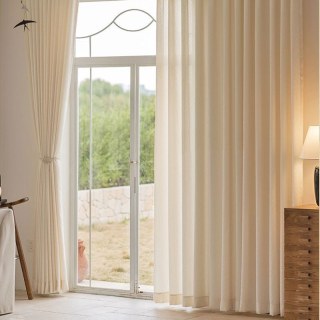 Chevron Mist Geometric Cream Heavy Sheer Curtain 3