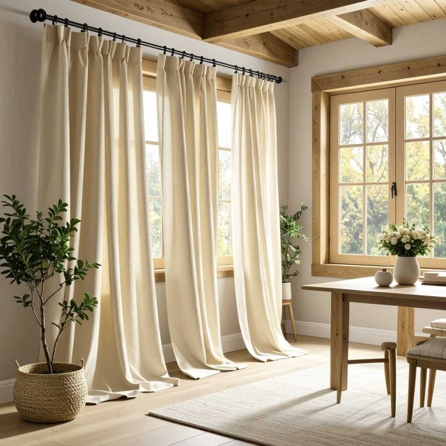 Cotton Club Pure Cotton Cream Heavy Semi Sheer Sheer Curtain 1