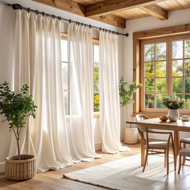 Cotton Club Pure Cotton Ivory White Sheer Sheer Curtain 1