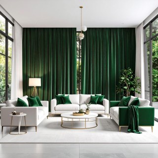 Fine Forest Emerald Green Velvet Curtain 2