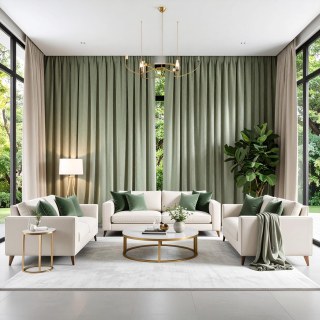 Fine Sage Duck Egg Green Velvet Curtain 2