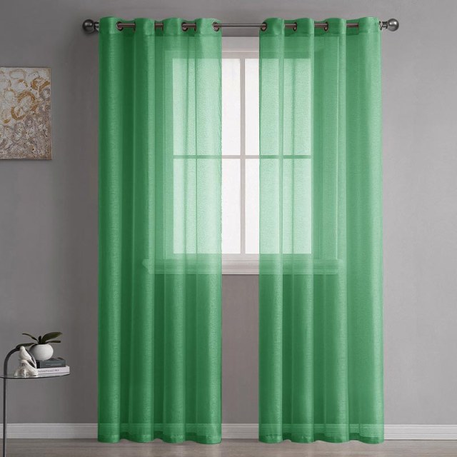 Luxe Grass Green Sheer Sheer Curtain 1