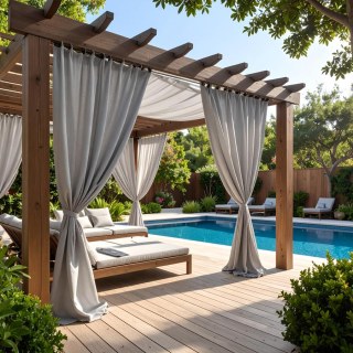 Malibu Waterproof Twill Light Gray Outdoor Curtain 1