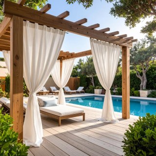 Malibu Waterproof Twill White Outdoor Curtain