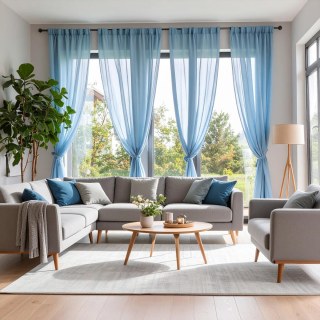 Smarties Baby Blue Soft Sheer Curtain 2