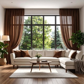 Smarties Chocolate Brown Soft Sheer Curtain 3