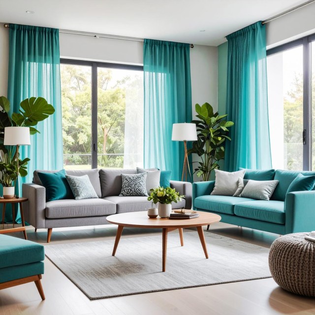 Smarties Turquoise Green Soft Sheer Curtain 1