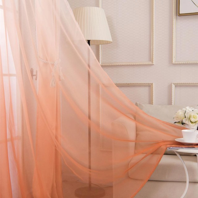 Candy Land Ombre Peach Orange Red Sheer Curtain 1