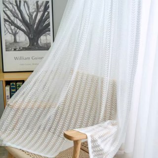 Chevron Stripe Jacquard White Sheer Curtain
