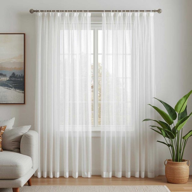 Notting Hill White Luxury Sheer Curtain 1