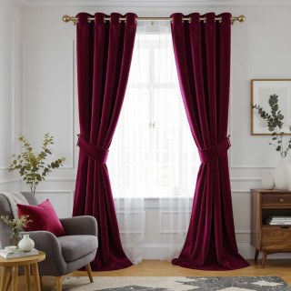 Matte Majesty Burgundy Wine Red 100% Blackout Velvet Curtain 2