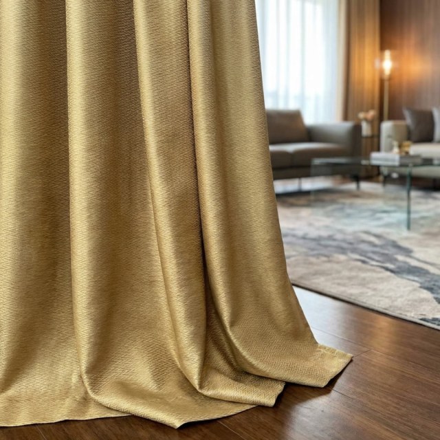 Echo Weave Chevron Zigzag Geometric Gold Curtains 1