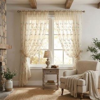 Fancy Pansy Embroidered Organza Sheer Curtain 4