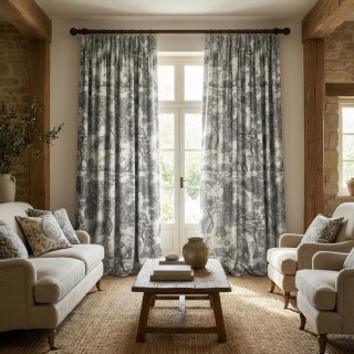 Forest Tale Toile de Jouy Bear Leopard Owl Gray Blackout Animal Print Curtains 3