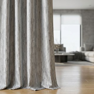 Gilded Stream Silver Gray Curtain with Metallic Stripes