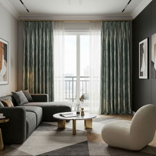 Gilded Stripes Subtle Textured Teal and Gold Striped Curtain