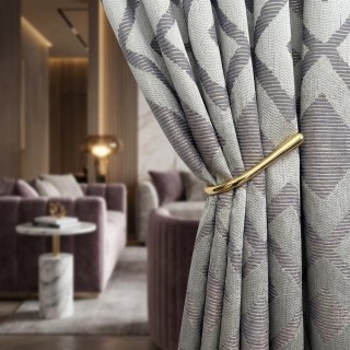 Luxe Labyrinth Silver and Blue Geometric Curtains