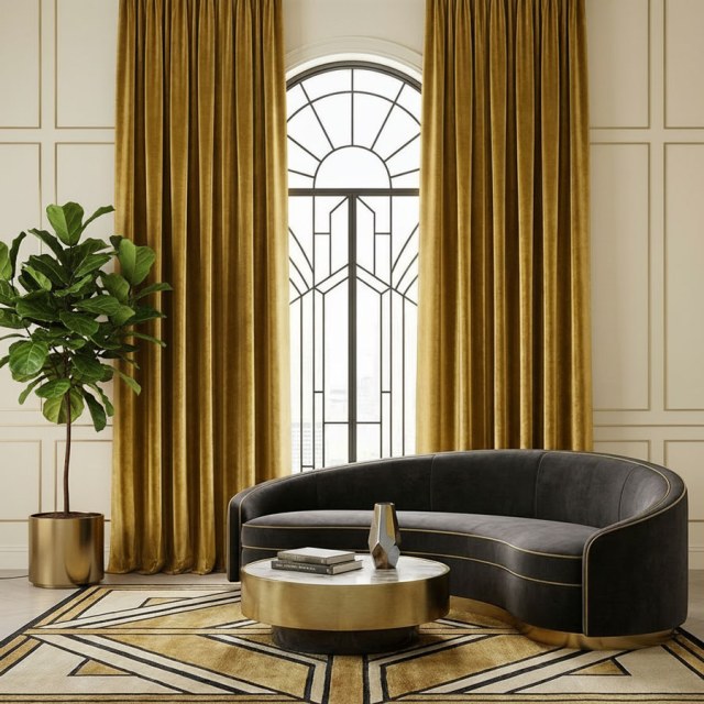 Luxury Metallic Gold Velvet Curtains 1