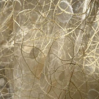 Nebula Embroidered Gold and Silver Circles Cream Sheer Curtain 4