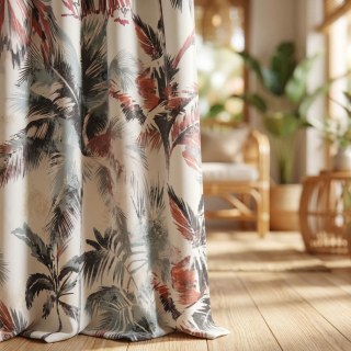 Sunset Palms Multicolour Velvet Tropical Floral Curtains 3