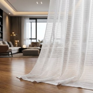 Tide Luxury Horizontal Striped White Sheer Curtain