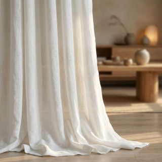 Wabi Sabi 100% Flax Linen Ivory White Sheer Curtain