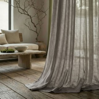 Wabi Sabi Pure Flax Linen Light Gray Sheer Curtain 2
