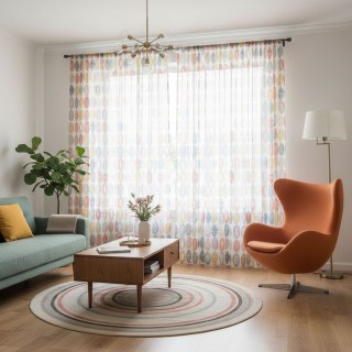 Infinity Red Modern Geometric Sheer Curtain 2