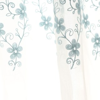 Touch Of Grace Embroidered Blue Flower Sheer Curtain