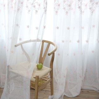 Touch Of Grace Embroidered Blush Pink Flower Sheer Curtain