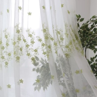 Touch Of Grace Embroidered Lime Green Flower Sheer Curtain 8